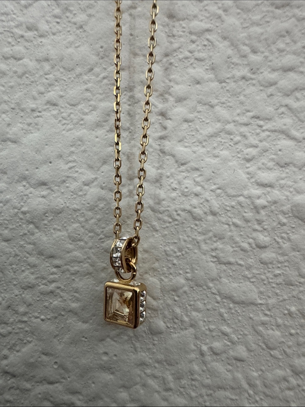 Swarovski Delicate Gold Square Pendant Necklace - Women Jewelry
